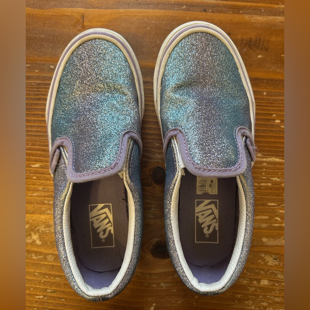 Vans Kids Glitter Slip-On Shoes - Blue and Purple